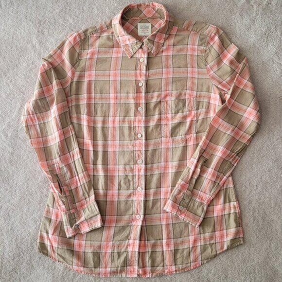 GAP Plaid Button Down Shirt Pink Tan Women's Size XS - Picture 4 of 10